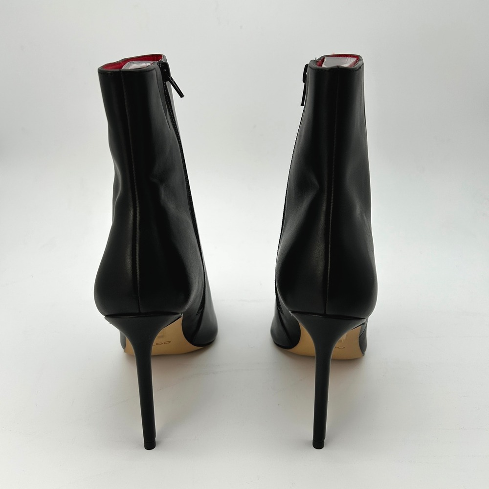 Womens Stiletto Ankle Boots ALDO Guavaberry Size 11 Black Leather Side Zip NEW - Picture 4 of 7